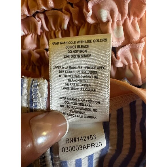 RuffleButts Baby Girl Seersucker Long Sleeve Rash Guard Swimsuit 6–12M Blue Pink - Picture 8 of 8